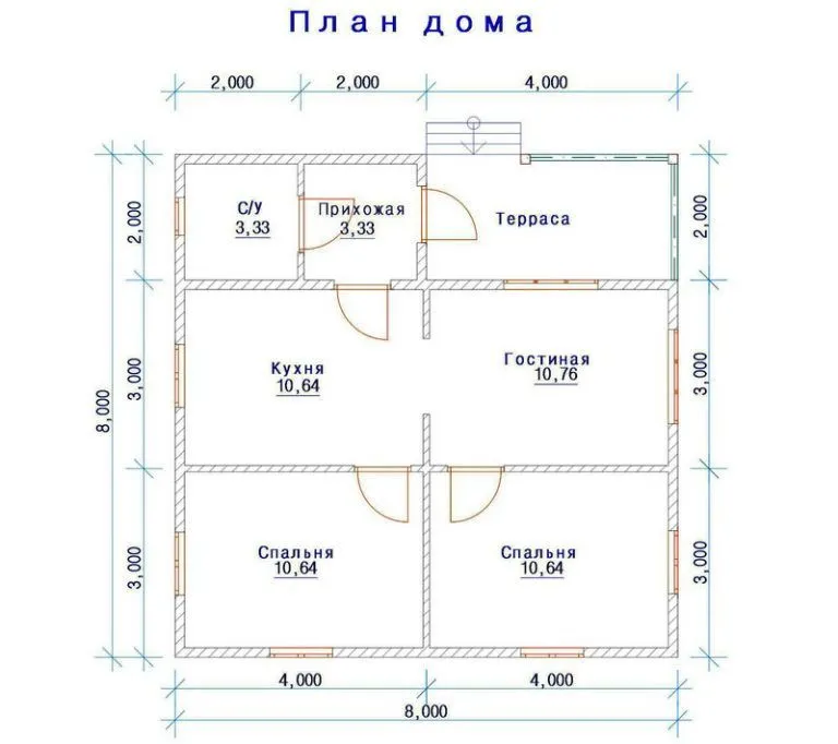 Przykład planowania domu 8x8 m z bloków piankowych