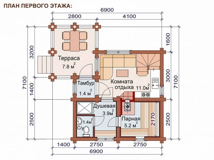 Dom 7,1 na 6,9 mz tarasem na dachu