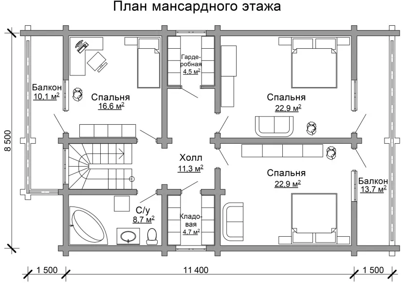 План мансардного поверху