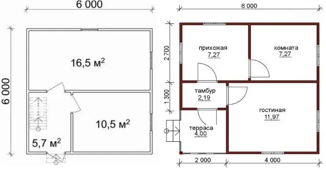 Приклад планування одноповерхового будинку.