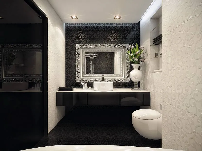 Красива ванна кімната в стилі арт-деко