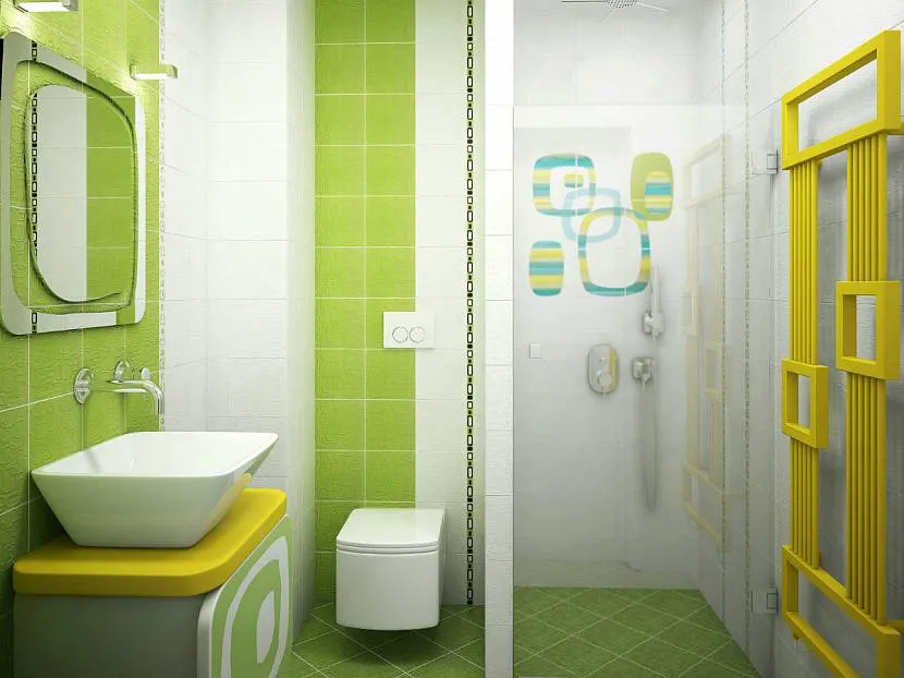 Салатовий, білий та жовтий: безпрограшний варіант для позитивної туалетної кімнати