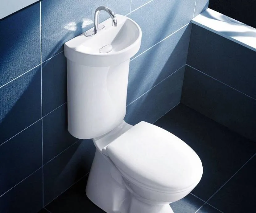 Toaleta połączona z umywalką to oszczędność miejsca i wody.