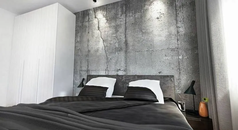 Wykończenie „pod betonem” w sypialni