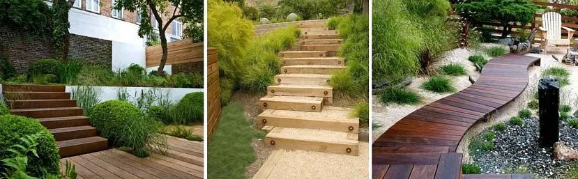 Ścieżki i schody ogrodowe na działce ze skarpą