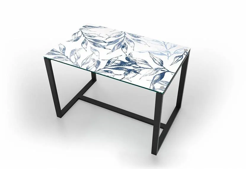 Красиві скляні журнальний столик з принтом в стилі лофт