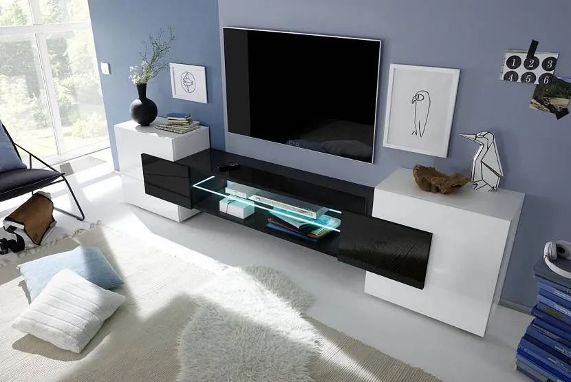 Оформлення вітальні з телевізором у сучасному стилі