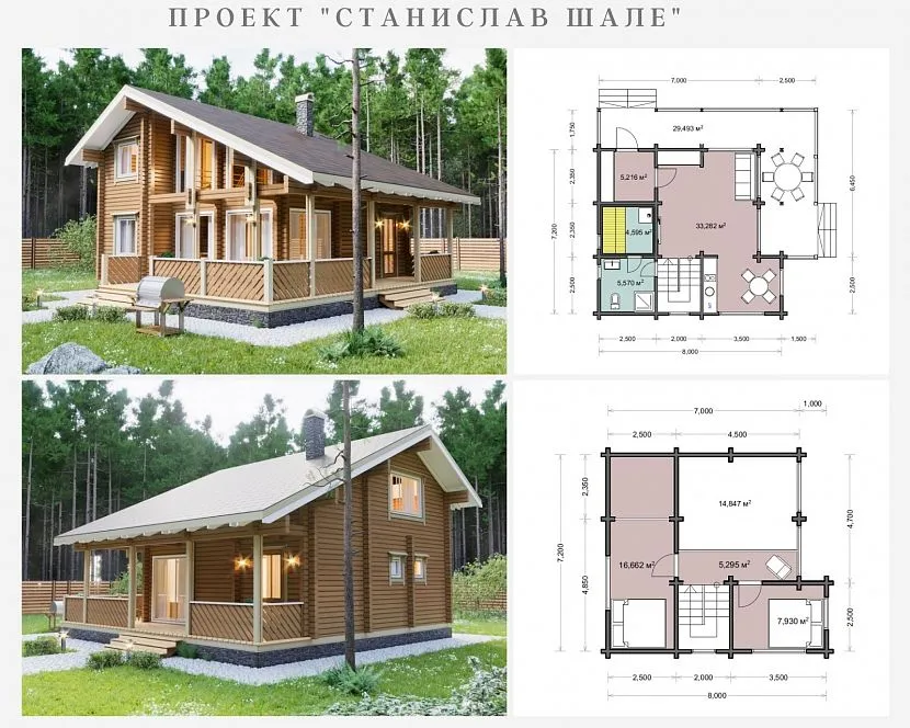 Типовий проект брусового будинку Станіслав Шале