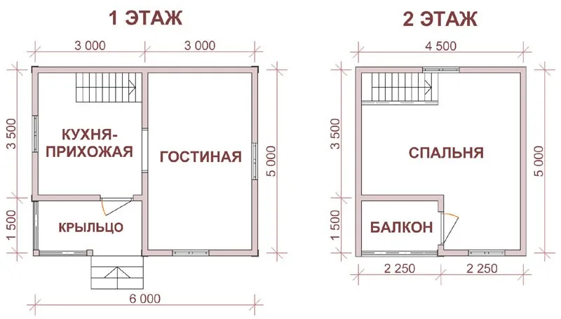 Планування будинку 5х6 з балконом